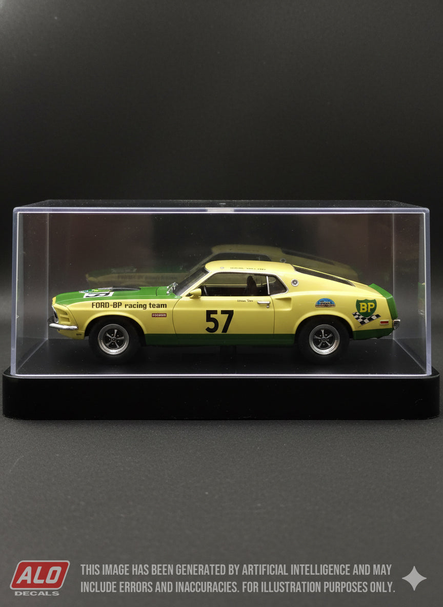 1971 COUPES DU BENELUX, ZANDVOORT #57 FORD MUSTANG BOSS "ALAIN DEX" 1:43, 1:24 DECALS