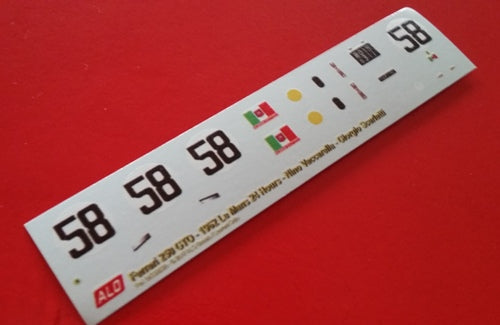 1962 LE MANS 24 HOURS #58 FERRARI 250 GTO NINO VACCARELLA/GIORGIO SCARLATTI 1:43 DECALS