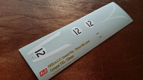 1959 FRENCH GP #12 COOPER T51 BRUCE MCLAREN 1:43 DECALS
