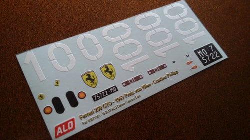 1963 PREIS VON WIEN, ASPERN #100 FERRARI 250 GTO GUNTHER PHILIPP 1:18 DECALS