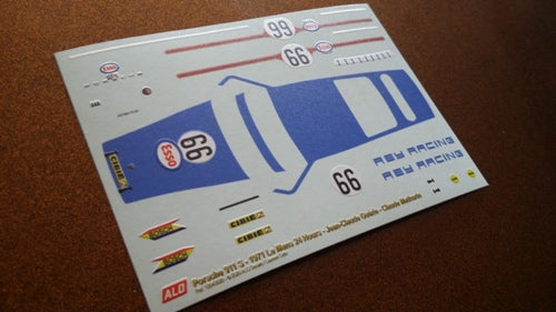 1971 LE MANS 24 HOURS #66 PORSCHE 911 JEAN-CLAUDE GEURIE/CLAUDE MATHURIN 1:43 DECALS