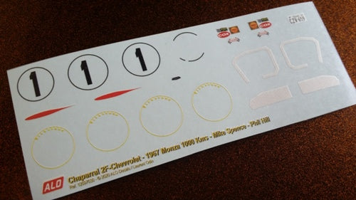 1967 MONZA 1000 KMS #1 CHAPARRAL 2F MIKE SPENCE/PHIL HILL 1:43 DECALS