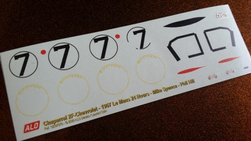 1967 LE MANS 24 HOURS #7 CHAPARRAL 2F MIKE SPENCE/PHIL HILL 1:43 DECALS