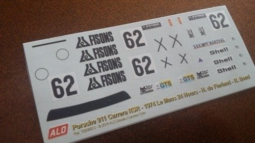 1974 LE MANS 24 HOURS #62 PORSCHE 911 HUGHES DE FIERLAND/RICHARD BOND 1:43, 1:32 DECALS