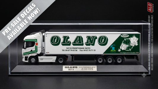 2009-2012 SEMI-TRAILER DECORATION "OLANO - FRONTIGNAN (SETE)" 1:87, 1:50, 1:43 DECALS