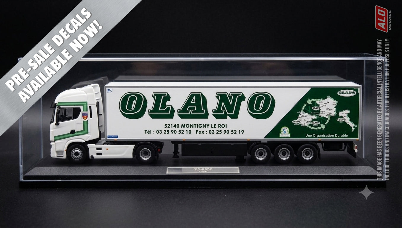 2017-2020 SEMI-TRAILER DECORATION "OLANO - MONTIGNY-LE-ROI" 1:87, 1:50, 1:43 DECALS