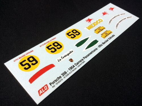 1954 CARRERA PANAMERICANA # 59 PORSCHE 356 OTTO BECKER ESTRADA 1:43, 1:32, 1:24, 1:18 DECALCOMANIE