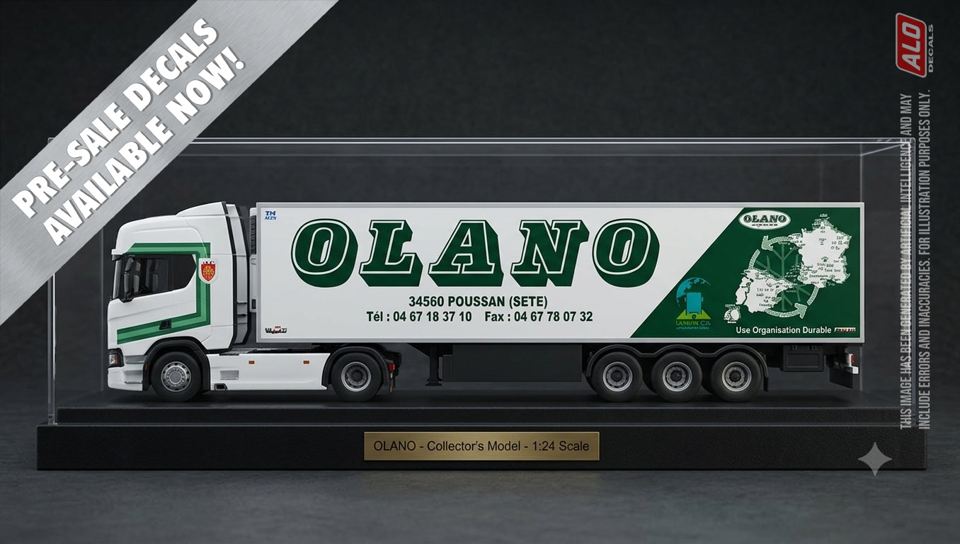 2010-2012 SEMI-TRAILER DECORATION "OLANO - POUSSAN (SETE)" 1:87, 1:50, 1:43 DECALS