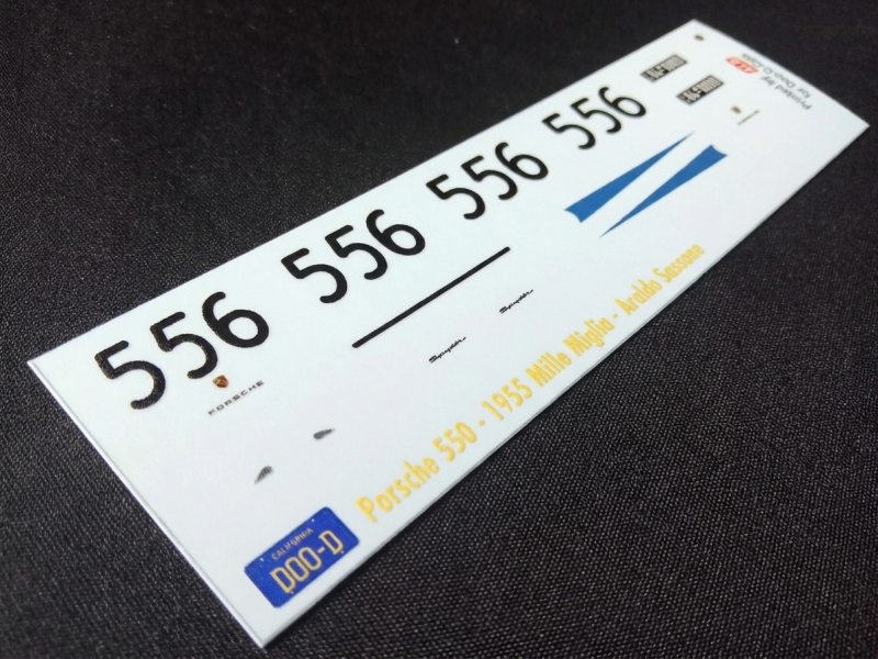 1955 MILLE MIGLIA #556 PORSCHE 550 ARALDO SASSONE 1:43, 1:32, 1:24, 1:18 DECALS