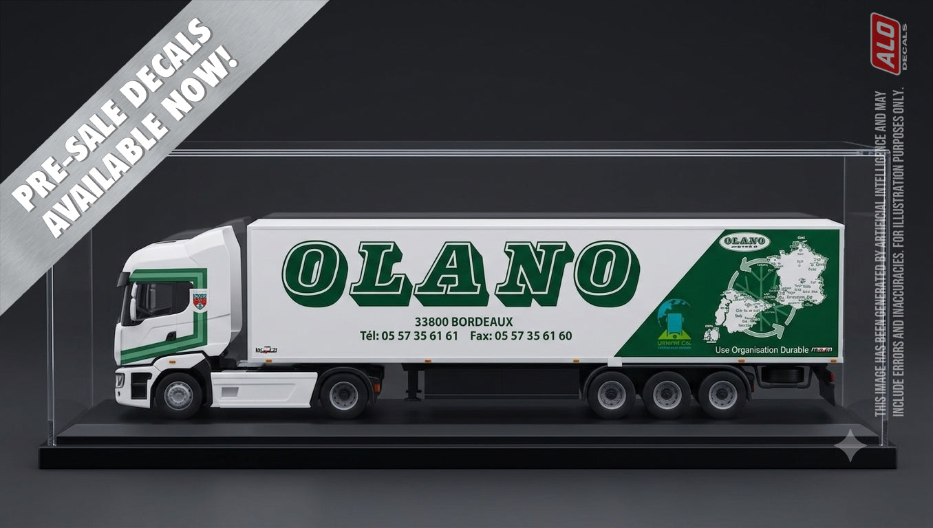 2009-2012 SEMI-TRAILER DECORATION "OLANO - BORDEAUX" 1:87, 1:50, 1:43 DECALS