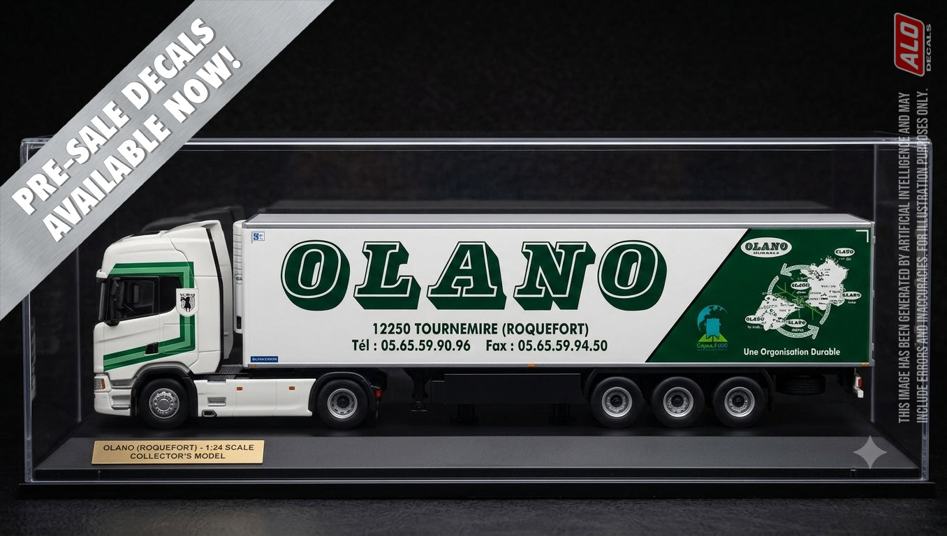 2014-2017 SEMI-TRAILER DECORATION "OLANO - TOURNEMIRE (ROQUEFORT)" 1:87, 1:50, 1:43 DECALS