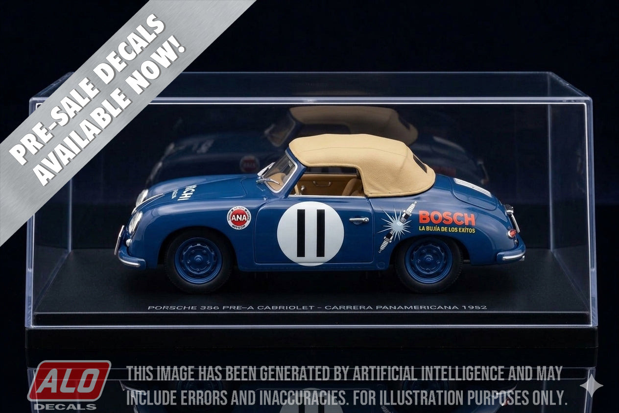 1952 CARRERA PANAMERICANA #11 PORSCHE 356 PAUL METTERNICH/MANUEL DE TEFFE/HERBERT LINGE 1:43, 1:32, 1:24, 1:18 DECALS