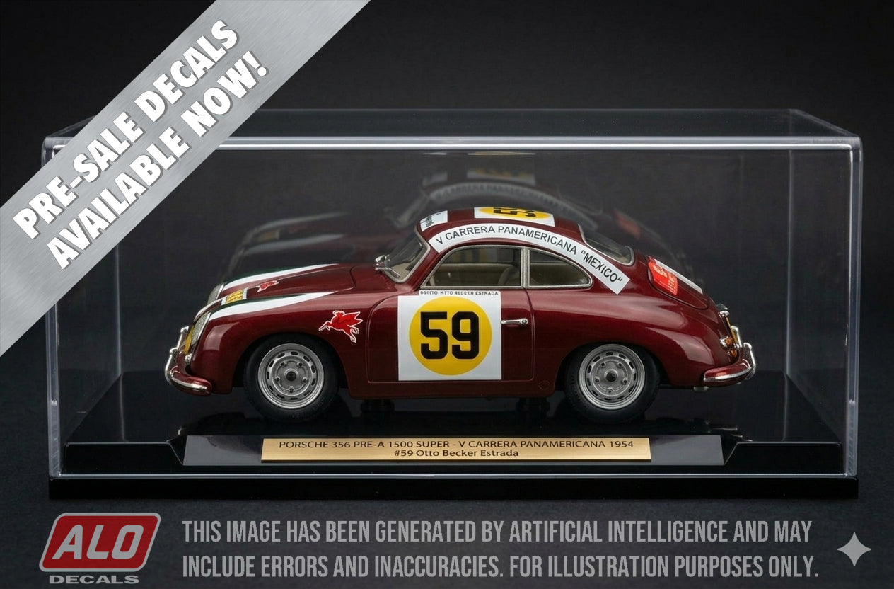1954 CARRERA PANAMERICANA #59 PORSCHE 356 OTTO BECKER ESTRADA 1:43, 1:32, 1:24, 1:18 DECALS