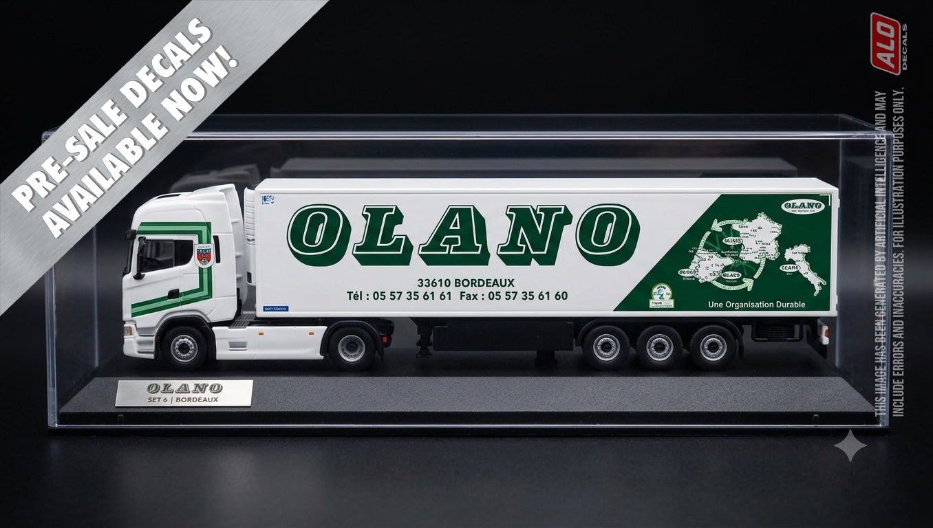 2017-2020 SEMI-TRAILER DECORATION "OLANO - BORDEAUX" 1:87, 1:50, 1:43 DECALS