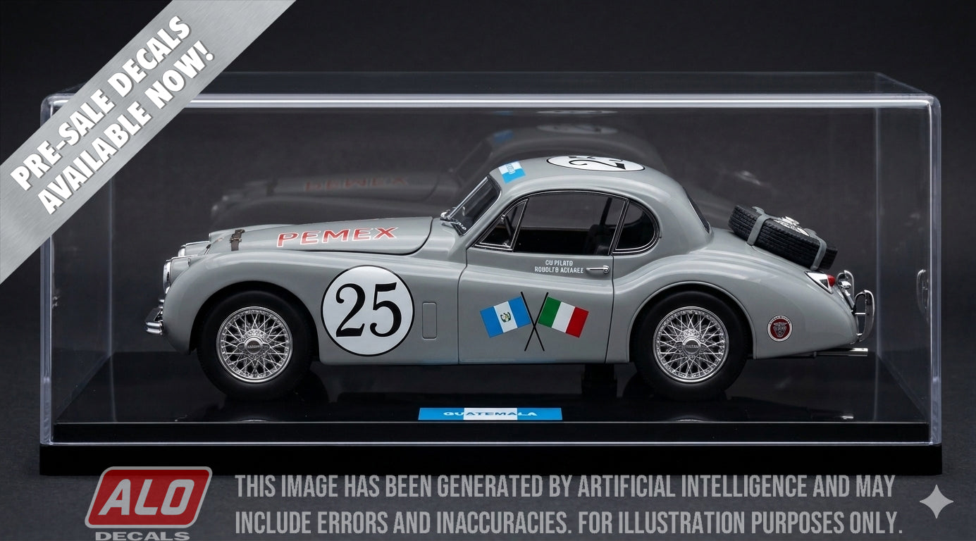 1953 CARRERA PANAMERICANA # 25 JAGUAR XK120 GUILLERMO GIRÓN/RODOLFO BEAUDIN 1:43, 1:32, 1:24, 1:18 DECALS