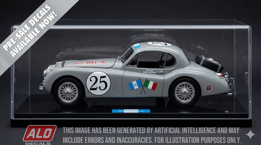1953 CARRERA PANAMERICANA # 25 JAGUAR XK120 GUILLERMO GIRÓN/RODOLFO BEAUDIN 1:43, 1:32, 1:24, 1:18 DECALS