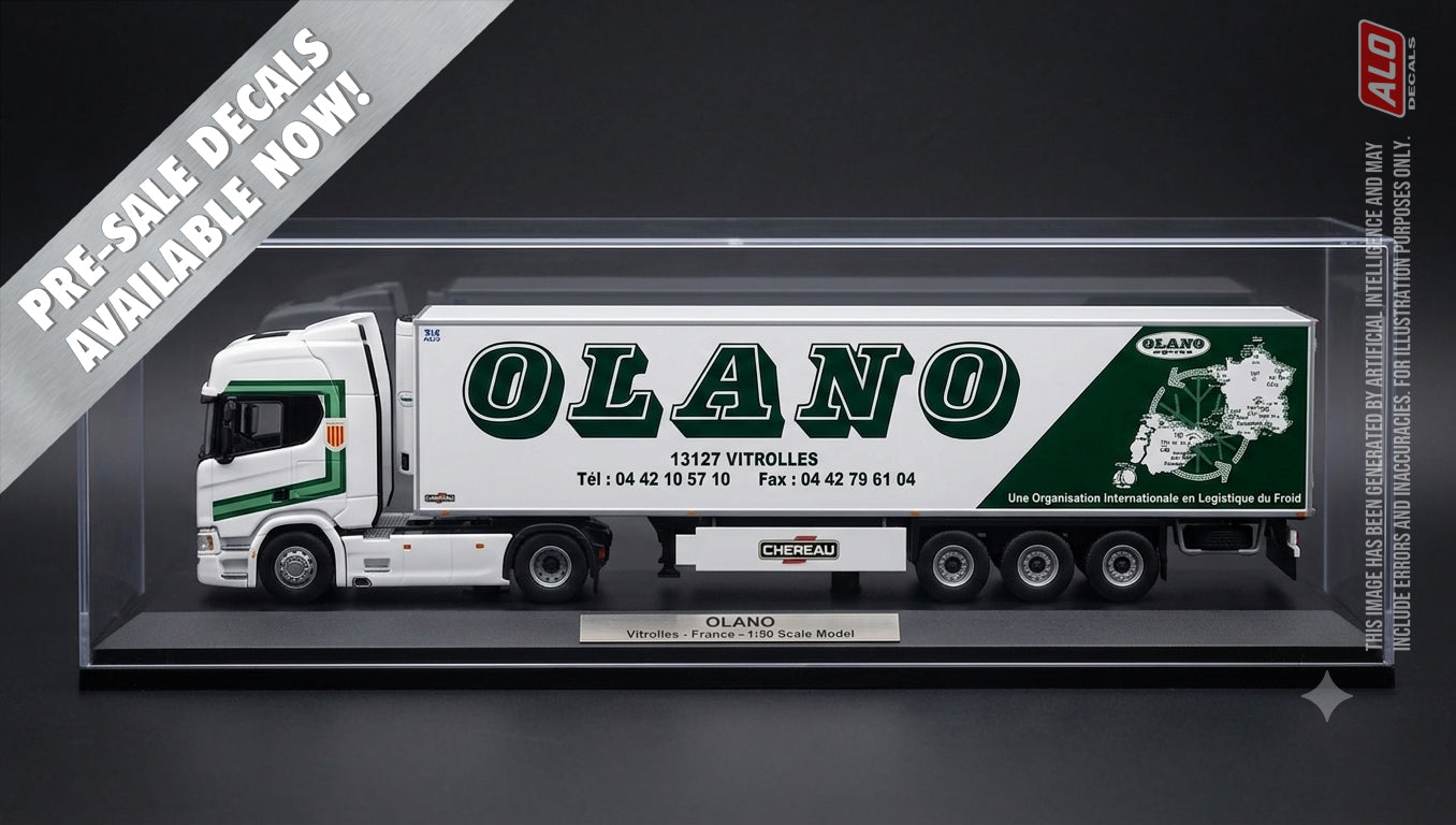 2009-2012 SEMI-TRAILER DECORATION "OLANO PEREZ - VITROLLES" 1:87, 1:50, 1:43 DECALS