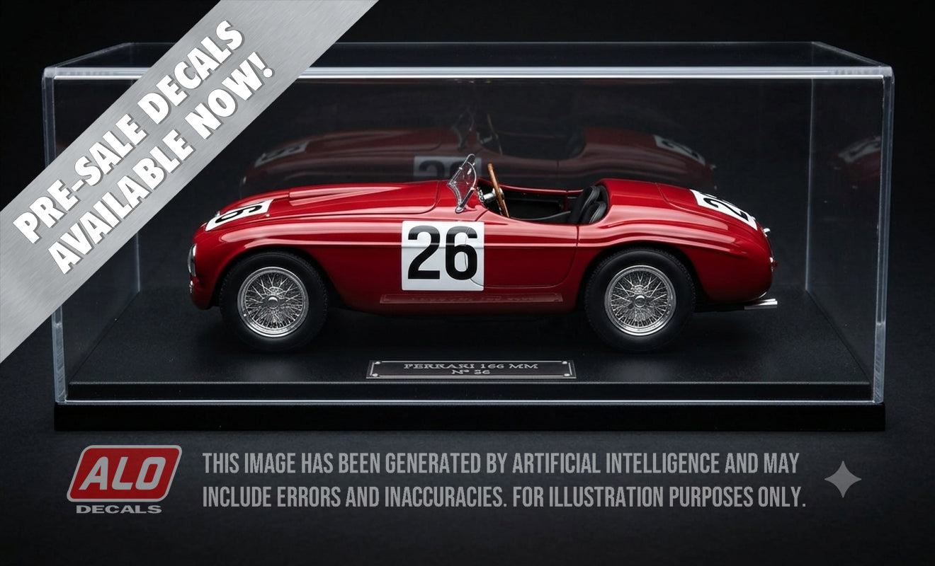 1950 LE MANS 24 HOURS #26 FERRARI 166 MM PORFIRIO RUBIROSA/PIERRE LEYGONIE 1:43, 1:32, 1:24, 1:18 DECALS