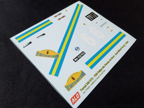 1966 ROUTES DU NORD RALLY # 6 FERRARI 250 GTO JEAN-MICHEL GIORGI/KELLER 1:18 DECALS