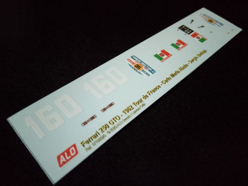 1962 TOUR DE FRANCE #160 FERRARI 250 GTO CARLO MARIA ABATE/SERGIO BETTOJA 1:43 DECALS