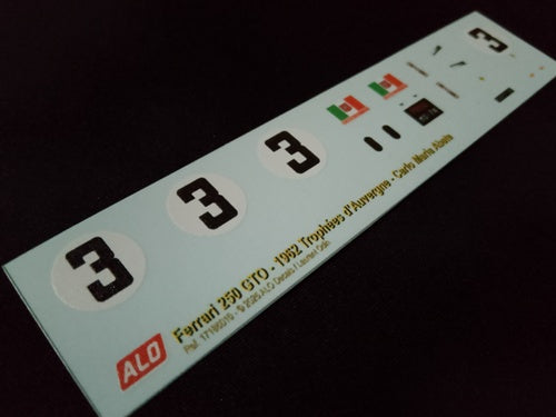 1962 TROPHEES D'AUVERGNE, CHARADE #3 FERRARI 250 GTO CARLO MARIA ABATE 1:43 DECALS