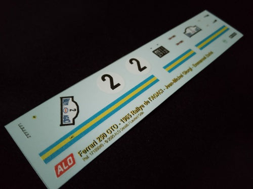 1965 AGACI RALLY #2 FERRARI 250 GTO JEAN-MICHEL GIORGI/EMMANUEL ZURINI 1:43 DECALS