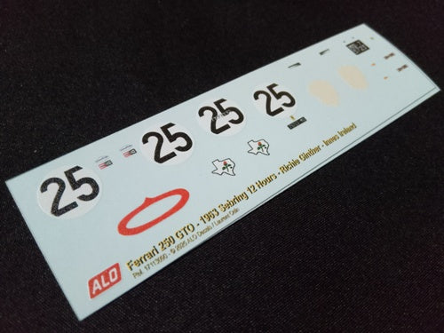 1963 SEBRING 12 HOURS #25 FERRARI 250 GTO RICHIE GINTHER/INNES IRELAND 1:43 DECALS
