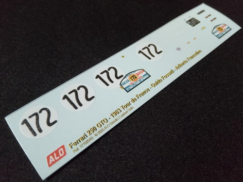 1963 TOUR DE FRANCE #172 FERRARI 250 GTO GUIDO FOSSATI/ARIBERTO FRANCOLINO 1:43 DECALS