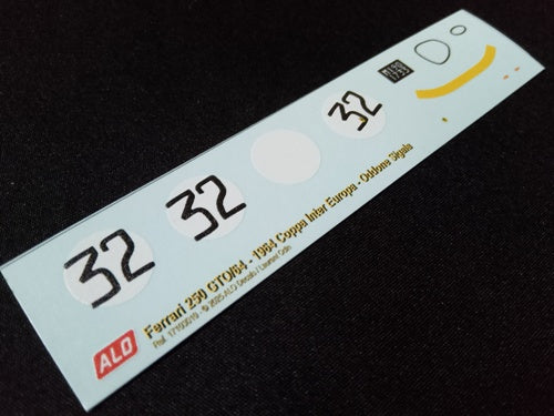 1964 COPPA INTER-EUROPA, MONZA #32 FERRARI 250 GTO/64 ODDONE SIGALA 1:43 DECALS