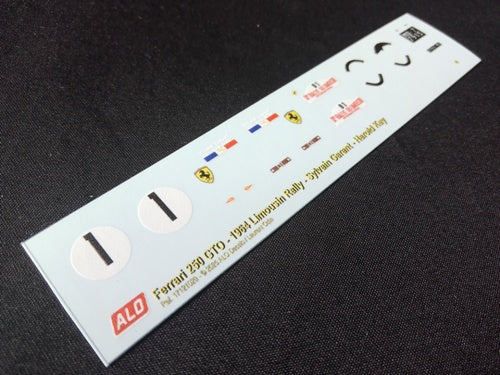 1964 RALLYE DU LIMOUSIN #1 FERRARI 250 GTO SYLVAIN GARANT/HAROLD KAY 1:43 DECALS