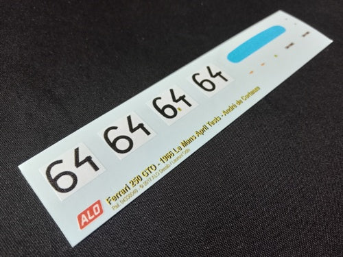 1966 LE MANS APRIL TESTS #64 FERRARI 250 GTO ANDRE DE CORTANZE 1:43 DECALS