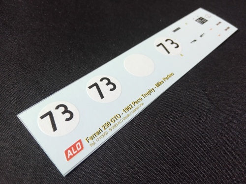 1962 PECO TROPHY, BRANDS HATCH #73 FERRARI 250 GTO MIKE PARKES 1:43 DECALS