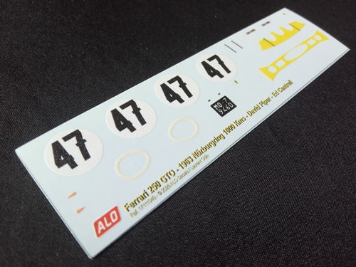 1963 NÜRBURGRING 1000 KMS #47 FERRARI 250 GTO DAVID PIPER/ED CANTRELL 1:43 DECALS