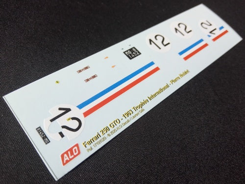 1963 TROPHEE INTERNATIONAL, REIMS #12 FERRARI 250 GTO PIERRE NOBLET 1:43 DECALS
