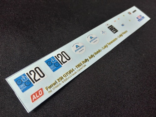 1965 RALLY JOLLY HOTELS #120 FERRARI 250 GTO/64 LUIGI TARAMAZZO/LUIGI PESCO 1:43 DECALS