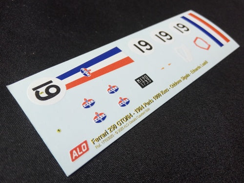 1964 PARIS 1000 KMS, MONTLHERY #19 FERRARI 250 GTO/64 ODDONE SIGALA/EDOARDO LUALDI 1:43 DECALS