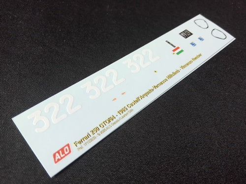1965 CASTELL'ARQUATO-VERNASCA HILLCLIMB #322 FERRARI 250 GTO/64 VINCENZO NEMBER 1:43 DECALS