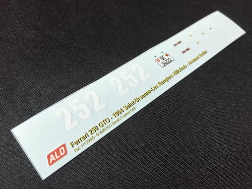 1964 SAINT URSANNE-LES RANGIERS HILLCLIMB #252 FERRARI 250 GTO ARMAND BOLLER 1:43 DECALS