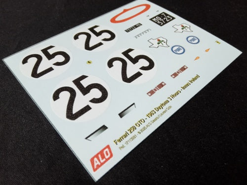 1963 DAYTONA 3 HOURS #25 FERRARI 250 GTO INNES IRELAND 1:43, 1:18 DECALS