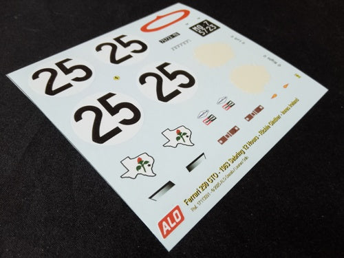 1963 SEBRING 12 HOURS #25 FERRARI 250 GTO RICHIE GINTHER/INNES IRELAND 1:43, 1:18 DECALS