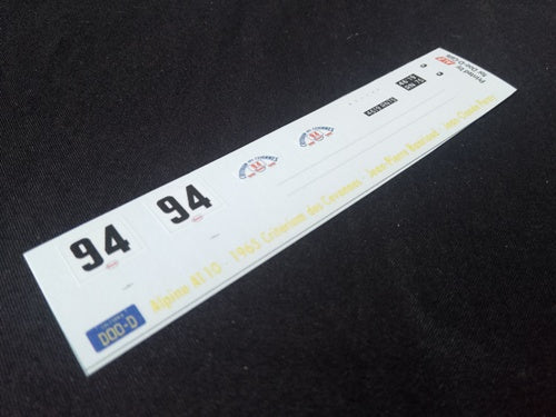 1965 CRITERIUM DES CEVENNES #94 ALPINE A110 JEAN-PIERRE HANRIOUD/JEAN-CLAUDE PERAY 1:43 DECALS