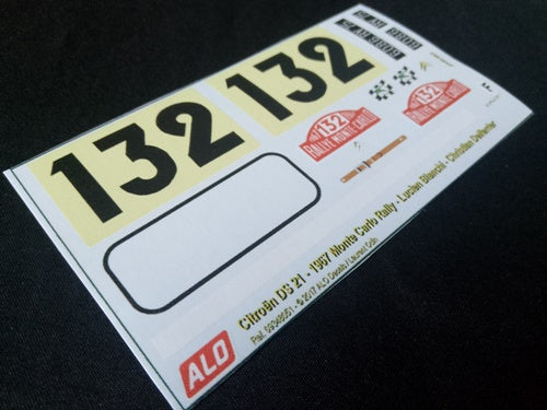 1967 MONTE CARLO RALLY #132 CITROËN DS LUCIEN BIANCHI/CHRISTIAN DELFERIER 1:43, 1:18 DECALS