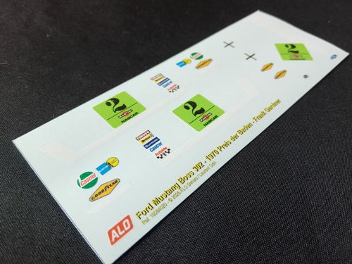 1970 PREIS DER BADEN, HOCKENHEIM #2 FORD MUSTANG BOSS FRANK GARDNER 1:43, 1:24 DECALS