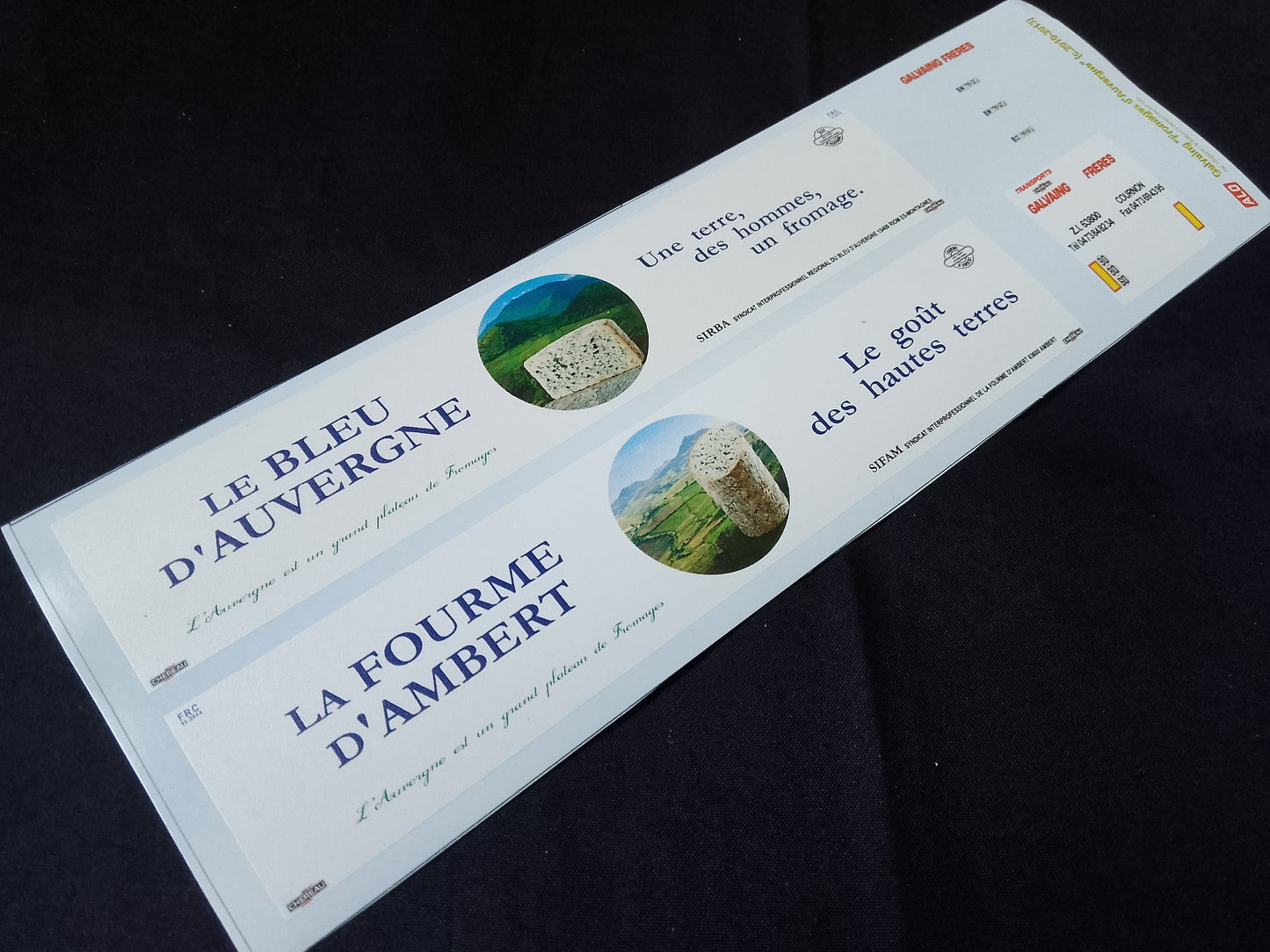 2010-2013 SEMI-TRAILER DECORATION "GALVAING FRERES - FROMAGES D'AUVERGNE" 1:87 DECALS