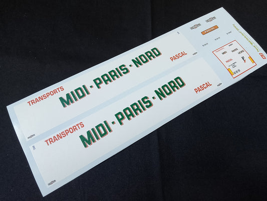 2010'S SEMI-TRAILER DECORATION "TRANSPORTS PASCAL - MIDI PARIS NORD" 1:87 DECALS