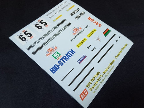 1970 TAP RALLY PORTUGAL #65 PORSCHE 911 AMERICO NUNES/FERNANDO FONSECA 1:43, 1:32, 1:24 DECALS