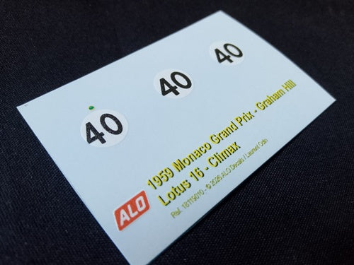 1959 MONACO GP #40 LOTUS 16 GRAHAM HILL 1:43 DECALS