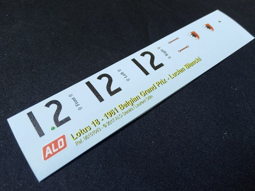 1961 BELGIAN GP #12 LOTUS 18 LUCIEN BIANCHI 1:43, 1:32 DECALS