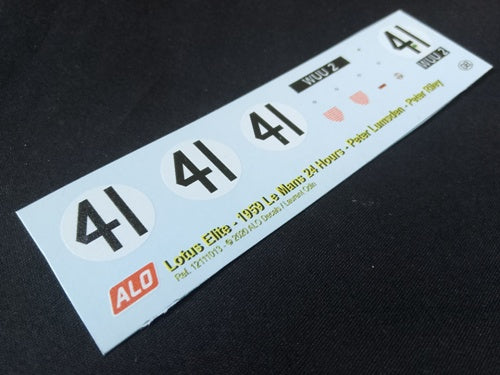 1959 LE MANS 24 HOURS #41 LOTUS ELITE PETER LUMSDEN/PETER RILEY 1:43, 1:32 DECALS