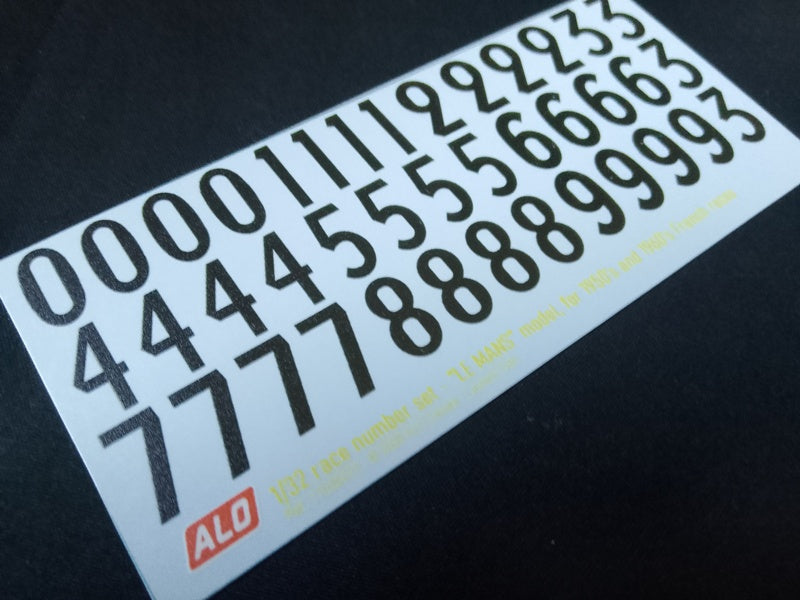 1950's TO 1960's FRENCH-STYLE HAND-PAINTED RACE NUMBERS - "LE MANS" MODEL - 1:43, 1:18 DECALS